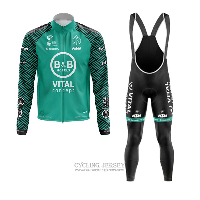 2020 Cycling Jersey Vital Concept-bb Hotels White Green Long Sleeve And Bib Tight